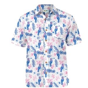 Tipsy Elves Mens White Toucan Tango Hawaiian Button Down Shirt Size XX-Large